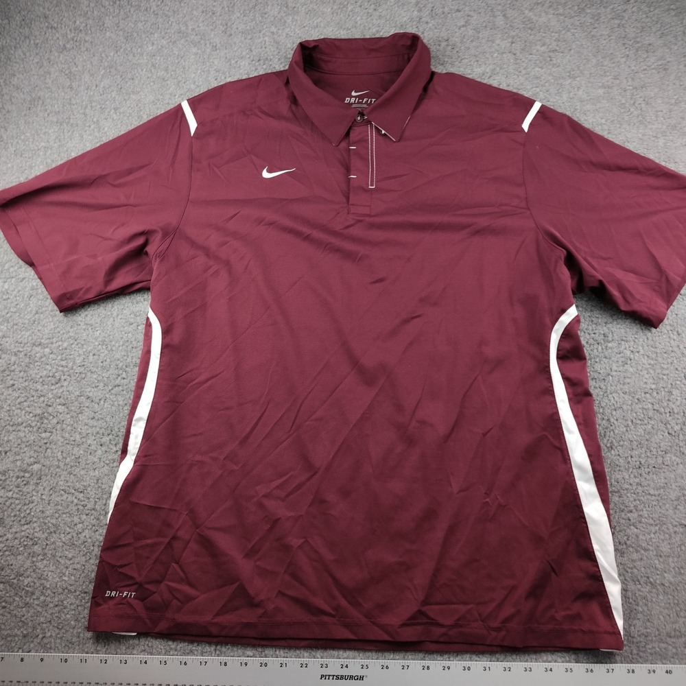Nike Polo Mens 2XL XXL Dri-FIT Short Sleeve Maroon A&M Aggies Golf EUC